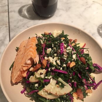 Flower Child - Organic Kale Salad with Salmon! Yummmmm - Salad Near Me - Austin, Texas