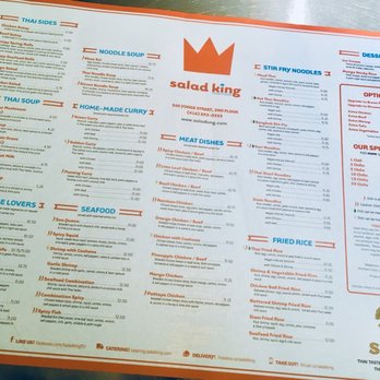 Salad King Restaurant - Regular Food Menu, February 2018 - Thai Near Me - Toronto, Ontario Salad King Restaurant - Regular Food Menu, February 2018 - Thai Near Me - Toronto, Ontario