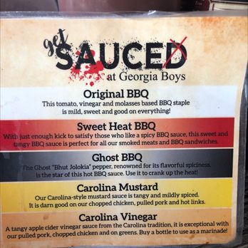 Georgia Boys BBQ - Sauce descriptions - Barbeque Near Me - Greeley, Colorado Georgia Boys BBQ - Sauce descriptions - Barbeque Near Me - Greeley, Colorado