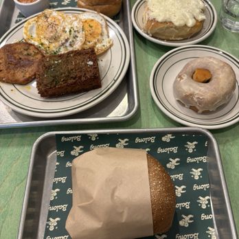 Balong - Breakfast sando, breakfast plate with sausage, and pastries - Filipino Near Me - Portland, Oregon