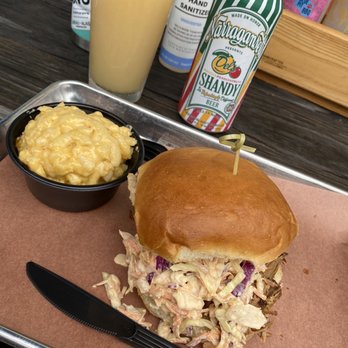 Blue Pit BBQ and Whiskey Bar - Pulled pork with slaw added. Four Cheese Mac Cheese Bowl* and hazy ipa draft beer. - Bars Near Me - Baltimore, Maryland Blue Pit BBQ and Whiskey Bar - Pulled pork with slaw added. Four Cheese Mac Cheese Bowl* and hazy ipa draft beer. - Bars Near Me - Baltimore, Maryland