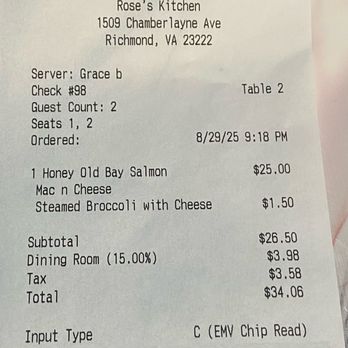 Rose's Kitchen - Extra charge for a side when two sides come with the entree. - Soul Food Near Me - Richmond, Virginia Rose's Kitchen - Extra charge for a side when two sides come with the entree. - Soul Food Near Me - Richmond, Virginia