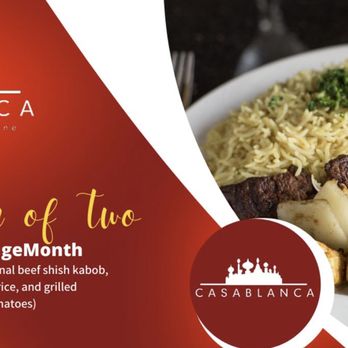 Casablanca - Business Hours:
Delivery & Take-Out:
11 AM - 1 AM
Bar & Dine-In:
4 PM - 2 AM - Middle Eastern Near Me - Milwaukee, Wisconsin