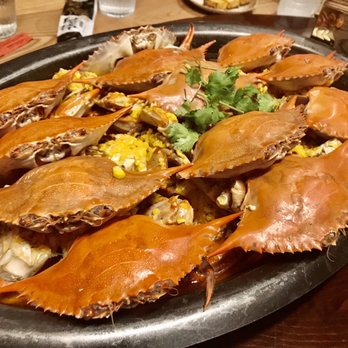 YH's BBQ & Crab - Blue crabs on point!! Already opened soaking in the garlic butter/spicy broth. - Seafood Near Me - Duluth, Georgia YH's BBQ & Crab - Blue crabs on point!! Already opened soaking in the garlic butter/spicy broth. - Seafood Near Me - Duluth, Georgia