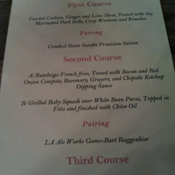 Bread & Barley - NYE 2013 5 COURSE MENU - Gastropubs Near Me - Covina, California