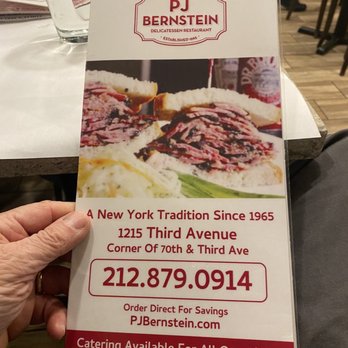PJ Bernstein - Their huge menu! - Delis Near Me - New York, New York