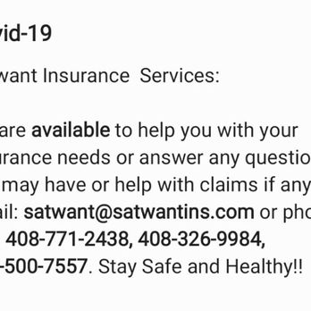 Satwant Singh Insurance Services - Availability during Covid-19 - Home & Rental Insurance Near Me - San Jose, California Satwant Singh Insurance Services - Availability during Covid-19 - Home & Rental Insurance Near Me - San Jose, California
