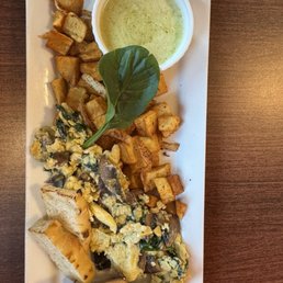 Scramble with side of poblano sauce Scramble with side of poblano sauce
