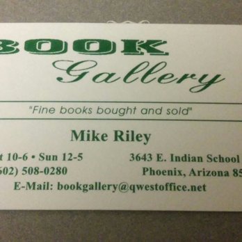 Book Gallery - Business card, but wrong. They are closed on Sundays. - Bookstores Near Me - Mesa, Arizona Book Gallery - Business card, but wrong. They are closed on Sundays. - Bookstores Near Me - Mesa, Arizona