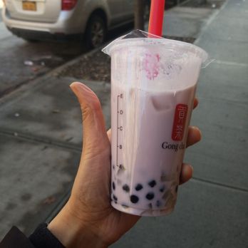 Gong Cha - Taro with Pearl's and coconut jellu - Bubble Tea Near Me - Rego Park, New York