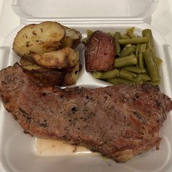 Wilkes Meat Market of Suwanee - New york strip with 2 sides $16.99-  yum