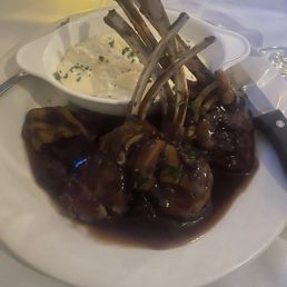 Lamb chops, Demi glaze and polenta