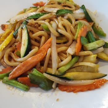 Pho Lan Asian Bistro - Vegetable Udon with crab rangoon in the background! - Vietnamese Near Me - Moore, Oklahoma
