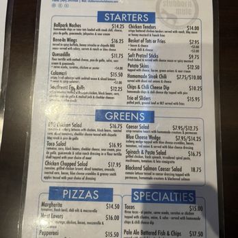 Stubborn Mule - menu - 10/2025 - American Near Me - San Dimas, California
