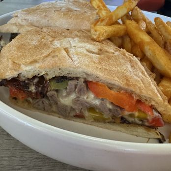 Casa Mia - Closeup of Philly cheesesteak sandwich - American Near Me - San Jose, California