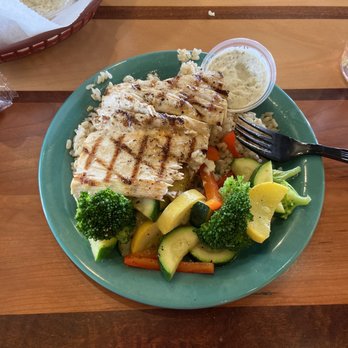 Maui Fish House - Mahi-mahi Local Style over Rice with Steamed Vegetables - Seafood Near Me - Phoenix, Arizona Maui Fish House - Mahi-mahi Local Style over Rice with Steamed Vegetables - Seafood Near Me - Phoenix, Arizona