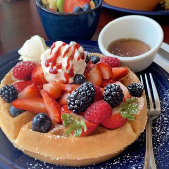 Eight AM - Mixed Berries Waffle lots of toppings! - New American Near Me - San Francisco, California Eight AM - Mixed Berries Waffle lots of toppings! - New American Near Me - San Francisco, California