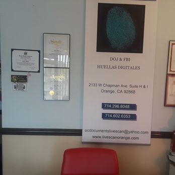 OC Documents Center Live Scan - Fingerprinting Near Me - Orange, California