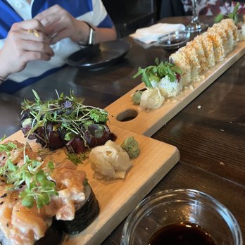 SUSHI DOKKU Japanese Restaurant - Ecuador Miso Salmon Tuna Microgreens - Sushi Bars Near Me - Chicago, Illinois