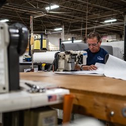 Covers for our box springs are all hand sewn here in our factory.