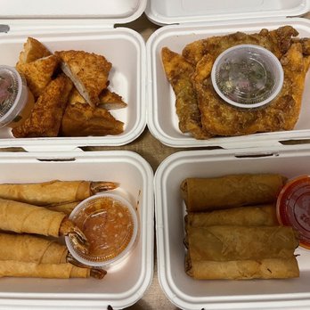 Thai at Laurel - Top: Shrimp Toast Bottom: Jacketed Shrimp Top Right: Curry Puff Bottom Right: Spring Roll - Thai Near Me - Laurel, Maryland Thai at Laurel - Top: Shrimp Toast Bottom: Jacketed Shrimp Top Right: Curry Puff Bottom Right: Spring Roll - Thai Near Me - Laurel, Maryland
