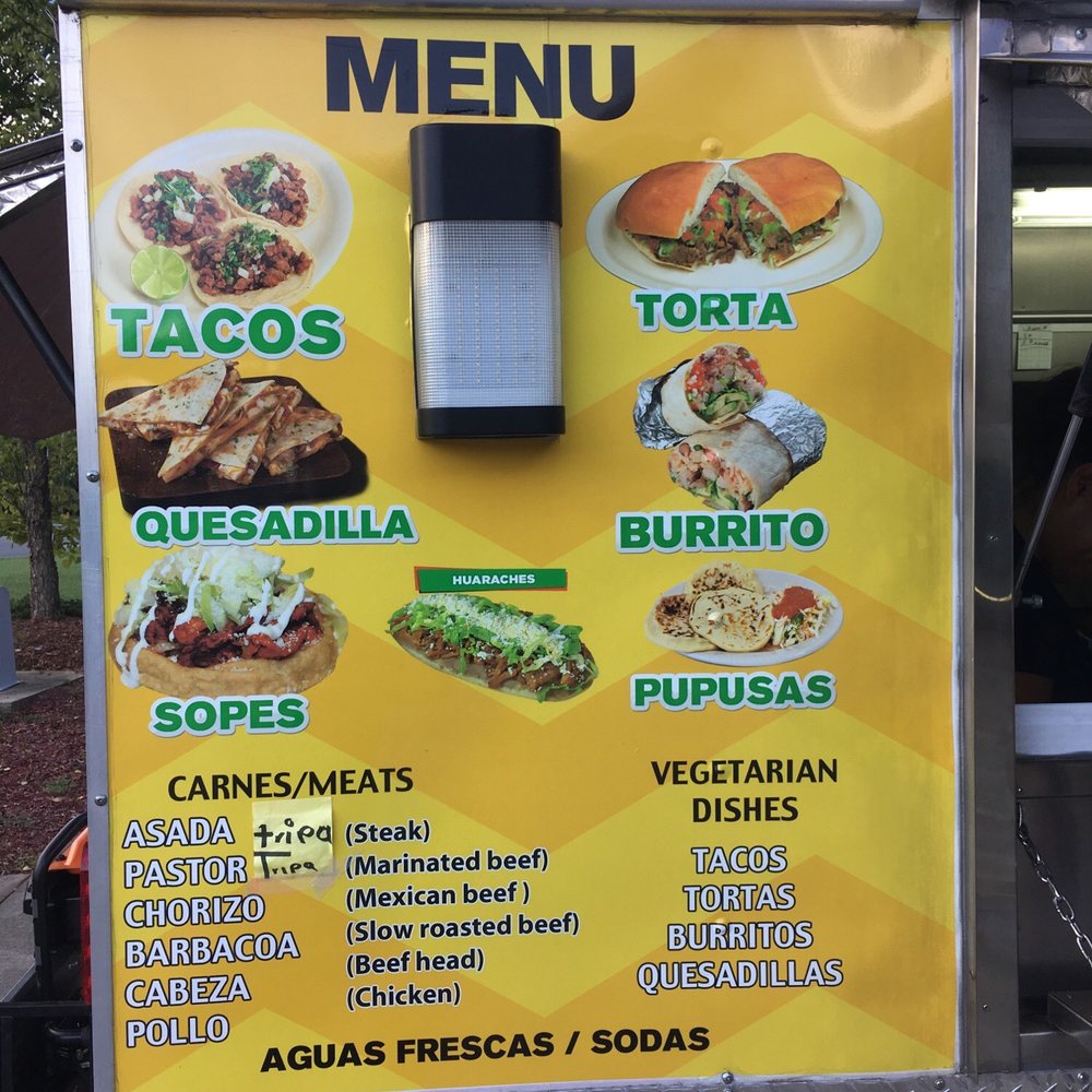 Tacos Junior - the menu of a taco truck - Food Trucks Near Me - Durham, North Carolina Tacos Junior - the menu of a taco truck - Food Trucks Near Me - Durham, North Carolina