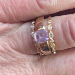 Pink Sapphire with Diamond Eternity Bands.