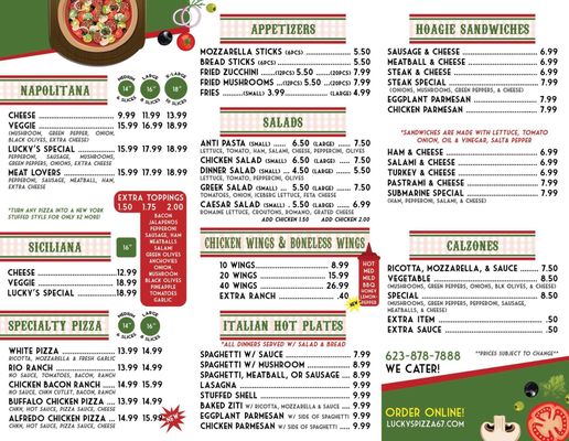 Menu photo 7 Lucky's Pizza Glendale, AZ