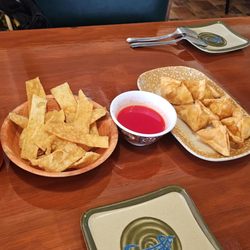 Ginger & Garlic Chinese and Sushi Restaurant - Crab rangoon and wonton strips.