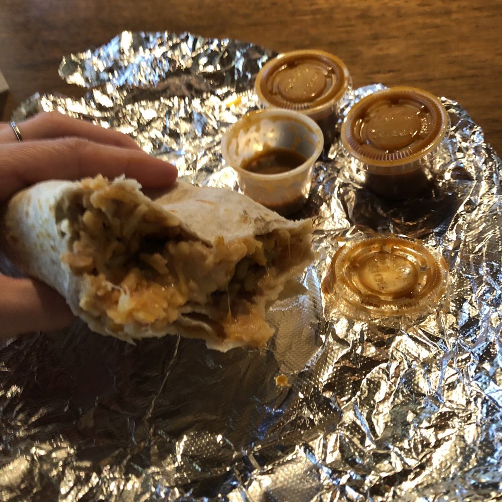 Don Pedro - Bean, cheese and rice burrito with their spiciest sauce. - Mexican Near Me - Portland, Oregon