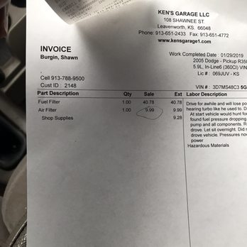 Ken's Garage - Invoice - Auto Repair Near Me - Leavenworth, Kansas Ken's Garage - Invoice - Auto Repair Near Me - Leavenworth, Kansas