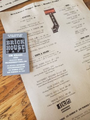 Menu photo 2 Brickhouse Cafe & Bar San Francisco, CA Menu photo 2 Brickhouse Cafe & Bar San Francisco, CA