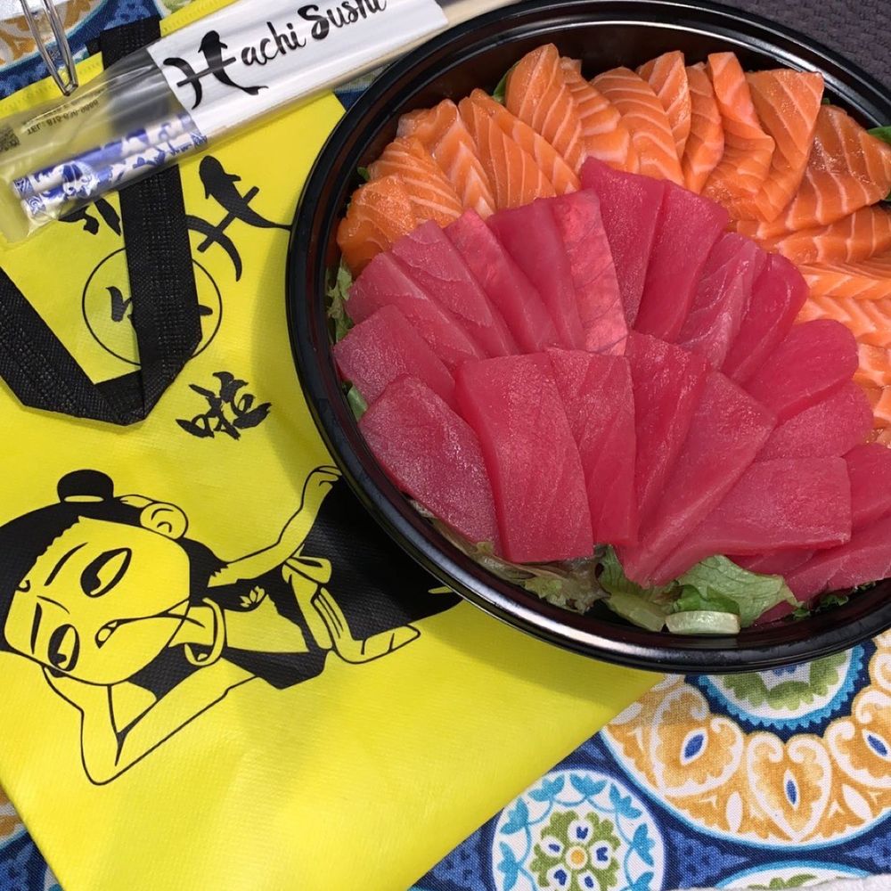 Salmon and ahi tuna sashimi