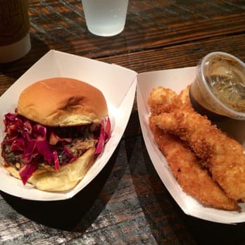 Paper Co Cafe - Chipotle bean slider and katsu chicken bites with bourbon sauce. So good! - Coffee & Tea Near Me - Houston, Texas