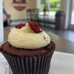Smallcakes Spartanburg - Red Velvet with cream cheese frosting.