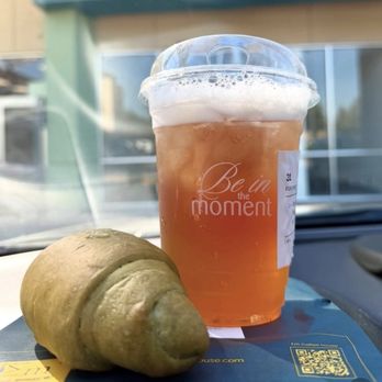 Em Coffee House - Matcha salt bread Pink lychee tea - Coffee & Tea Near Me - Elk Grove, California