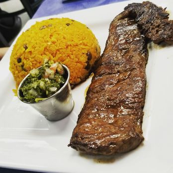 Chimiking Restaurant - Churrasco with arroz con gandules. Soooo good! - Latin American Near Me - Orlando, Florida