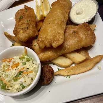 Anaya’s Seafood Scratch Kitchen - Fish n chips. Cod.  Fish was excellent.  Chips , scimpy serving size, could have been crispier.  Coleslaw. Very good. Vinegar style - Seafood Near Me - Plano, Texas