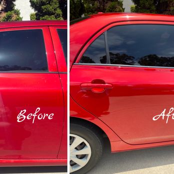 James Auto Collision - Side door damage (before and after) - Body Shops Near Me - Garden Grove, California