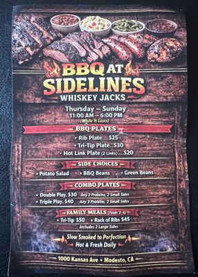 Menu photo 1 Sidelines Whiskeyjacks Modesto, CA