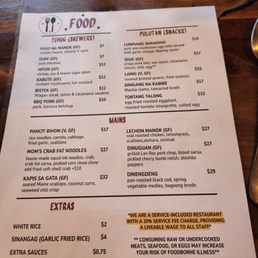 Menu as of 5/28/26