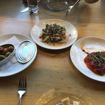 Jaleo - Olives, a salad, and piquillo peppers stuffed with goat cheese - Spanish Near Me - Washington, DC, District of Columbia