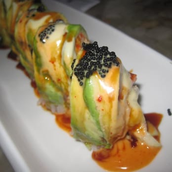 Raku - Tropical Roll - Eel, Rice, Seaweed, Lobster Salad, Mango, Apple, wrapped in Avacado with Spicy Mayo and Eel Sauce. - Japanese Near Me - Edina, Minnesota