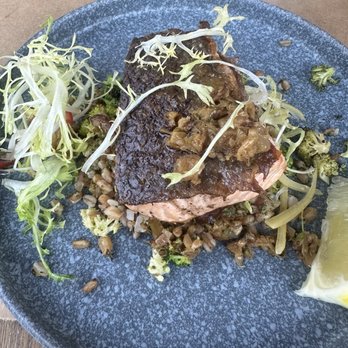 CUCINA Enoteca - Salmon over farro with dates and broccoli - Italian Near Me - Irvine, California