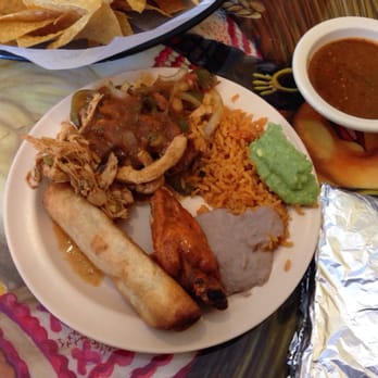 El Rancho - Fajitas, chimichanga, and a chicken wing!! All good!! - Mexican Near Me - Poquoson, Virginia El Rancho - Fajitas, chimichanga, and a chicken wing!! All good!! - Mexican Near Me - Poquoson, Virginia