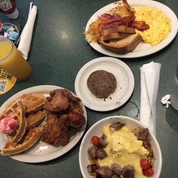 Metro Diner - The Bissell breakfast, steak & scramble bowl, and Chicken & waffles (with strawberry butter) - Diners Near Me - Murfreesboro, Tennessee Metro Diner - The Bissell breakfast, steak & scramble bowl, and Chicken & waffles (with strawberry butter) - Diners Near Me - Murfreesboro, Tennessee