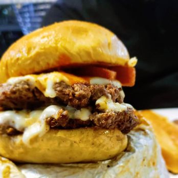 Aloha Snacks - Hawaiian Cowboy Burger - Two beef patties, grilled pineapple, Virginia Swiss, Huli-Huli Sauce and Crispy SPAM  #FeedTheGoodVibes - Hawaiian Near Me - Virginia Beach, Virginia