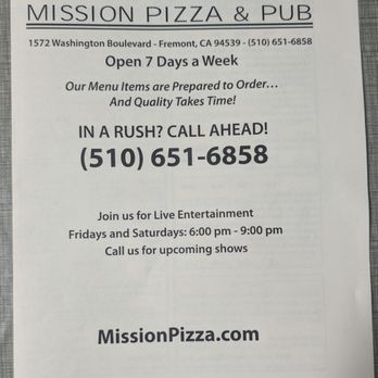 Mission Pizza - Menu p1 - Pizza Near Me - Fremont, California Mission Pizza - Menu p1 - Pizza Near Me - Fremont, California