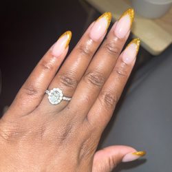 Elite Nailed It - Almond nails with a gold French. Okay