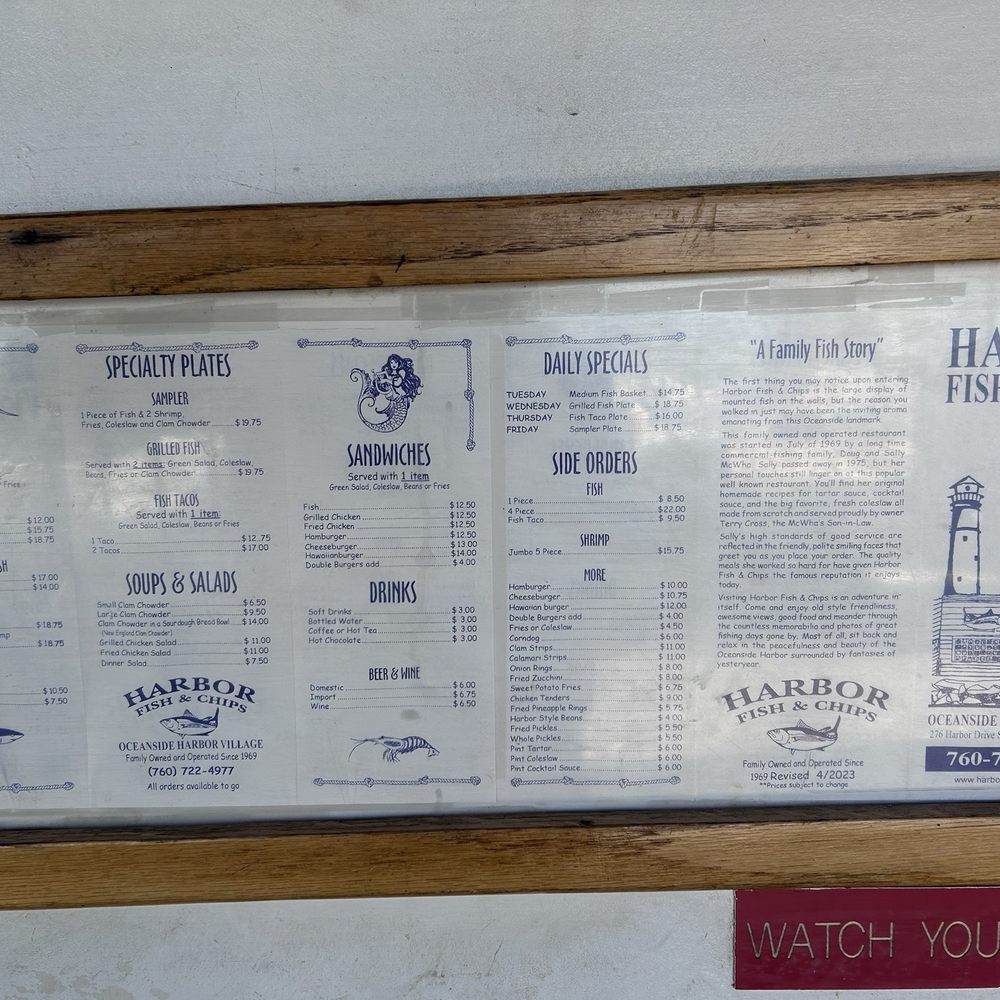 Harbor Fish & Chips - Menu - Fish & Chips Near Me - Oceanside, California